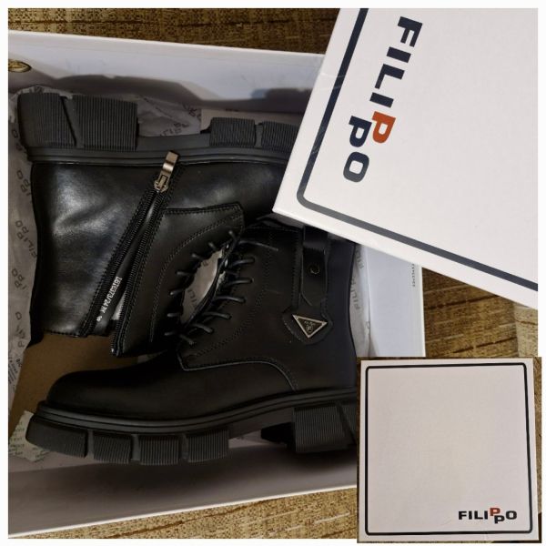 Шкіряні черевики на платформі Filippo DBT6373/24 BK чорні